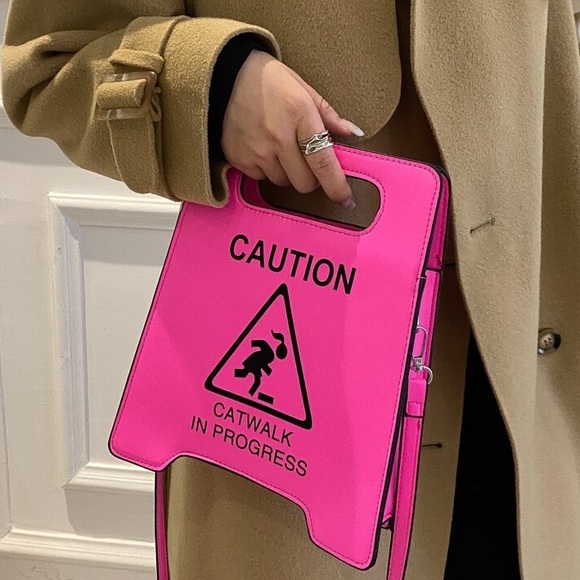 SHEIN Bags Shein Caution Catwalk In Progress Fashion Bag Poshmark